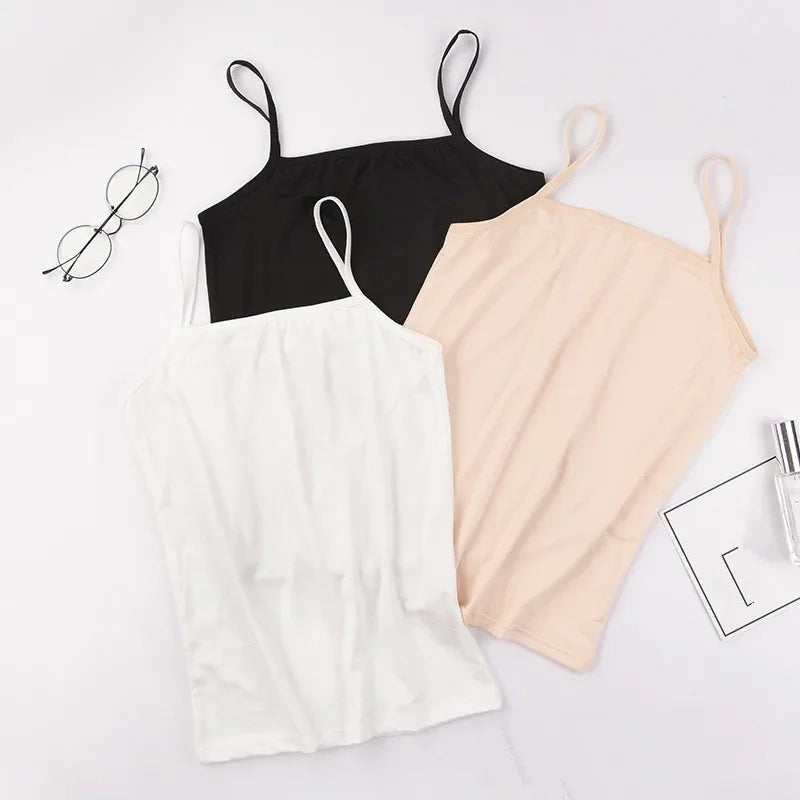 Women Base Vest Sling Camisole Undershirt Summer Black White Multipurpose Slim Underwear Crop Top Tank Tops Halter Vest